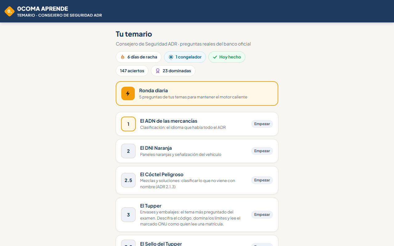 La app del temario de Consejero de Seguridad ADR