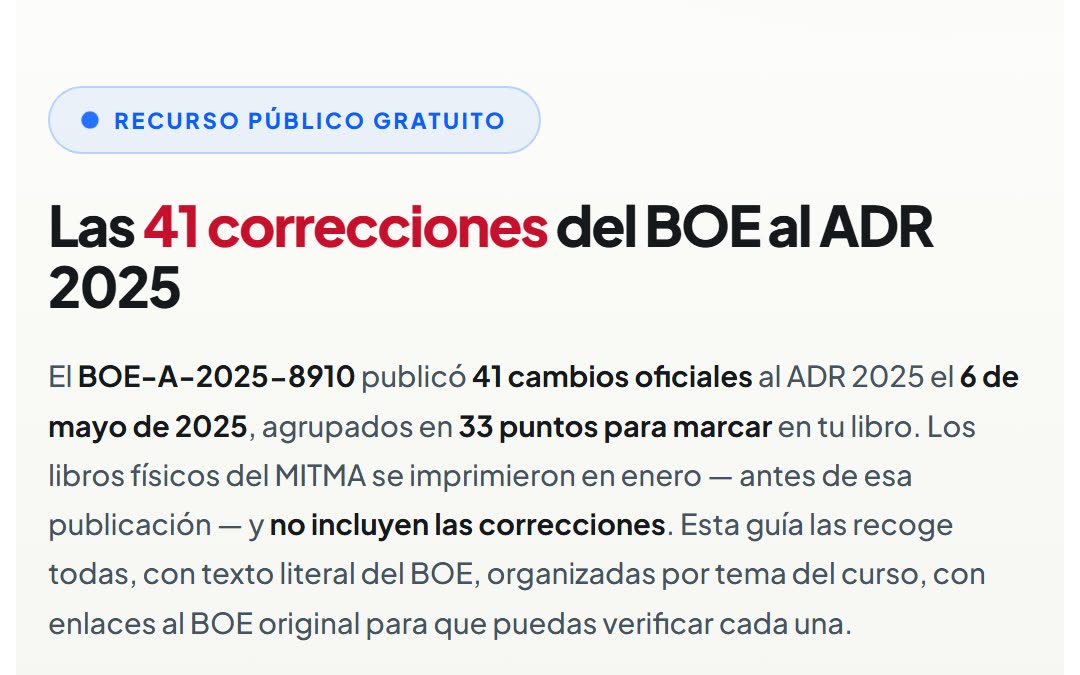 Las correcciones del BOE al ADR 2025